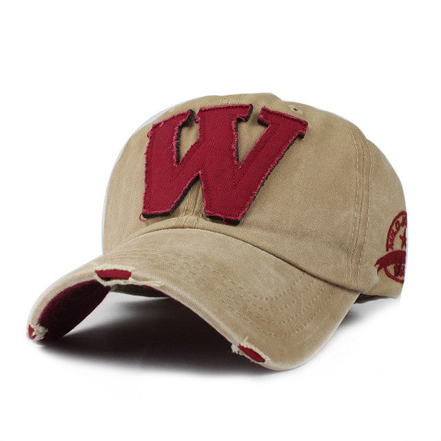 FLB Cotton Embroidery Letter W Baseball Cap P12